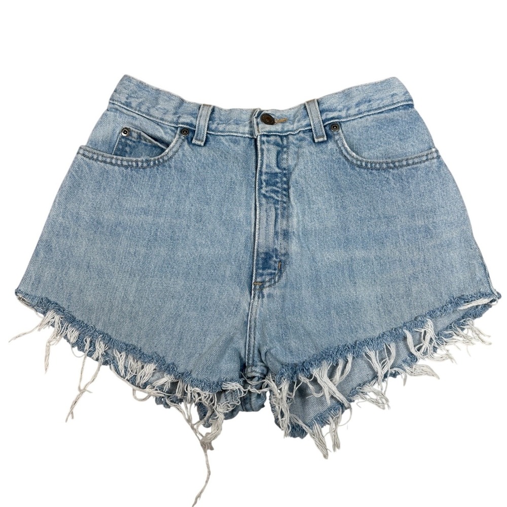 Lands End Light Wash Denim Cutoff Shorts Frayed Raw Hem high‎ rise